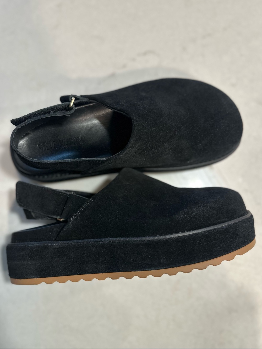 Steve Madden Mellow Platform Clog Black Suede